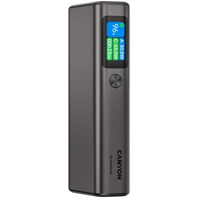 CANYON power bank OnPower 230 TFT 20000 mAh PD130W Dark Grey — image 2