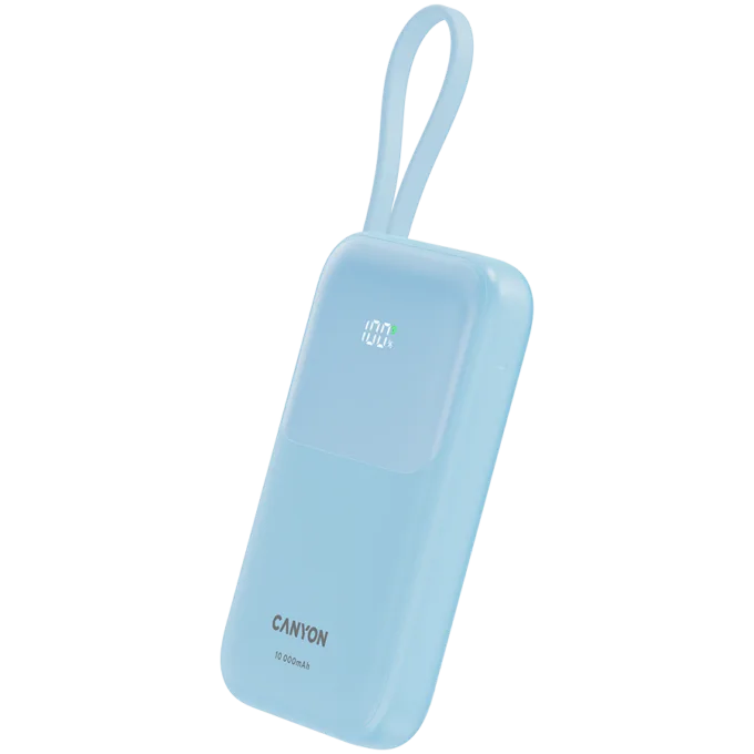 CANYON power bank OnPower 101 built-in cable 10000 mAh PD22.5W Blue — image 2