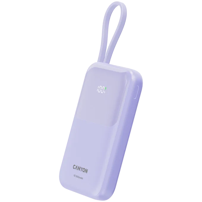 CANYON power bank OnPower 101 built-in cable 10000 mAh PD22.5W Purple — image 2