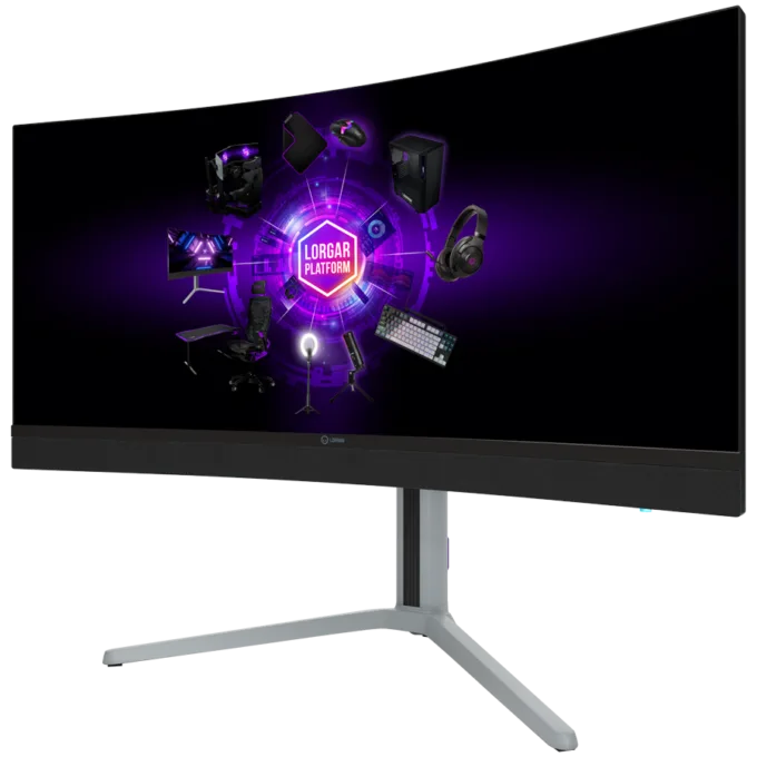 LORGAR 34MP1, UWQHD MiniLED Gaming Monitor Pro, 34'' (3440*1440) VA curved monitor, black/milky grey — image 3