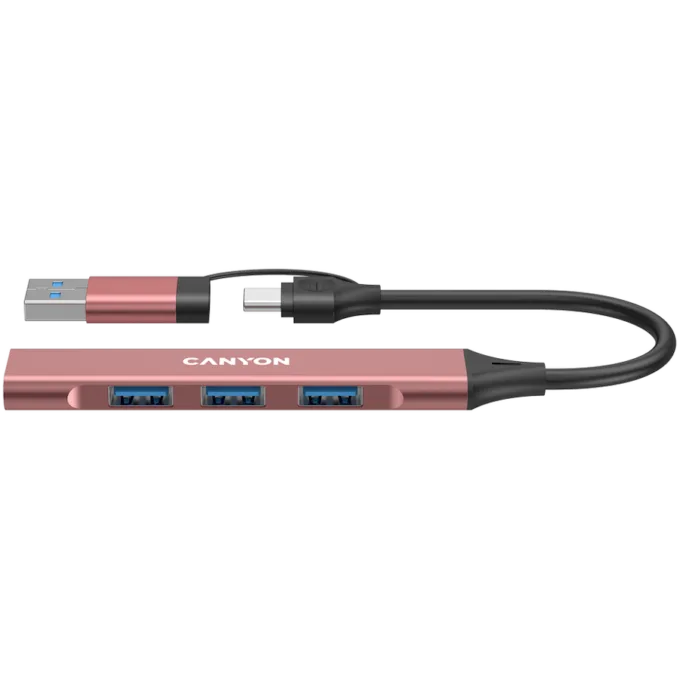 CANYON hub DS-02 4in1 USB-A/C Pink — image 1