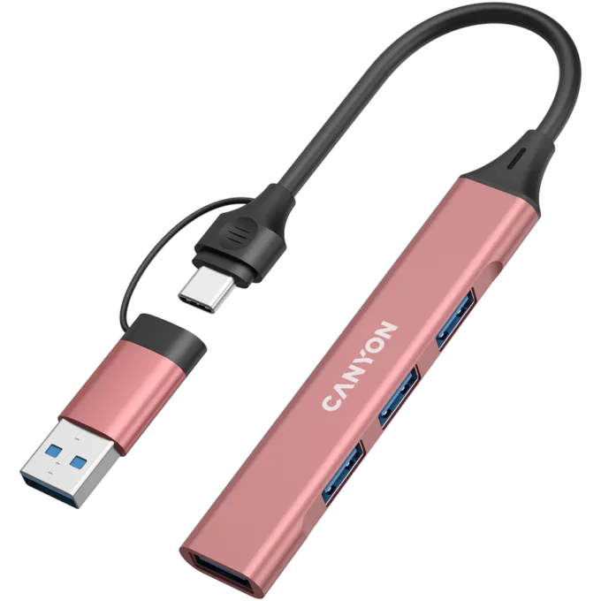 CANYON hub DS-02 4in1 USB-A/C Pink — image 2