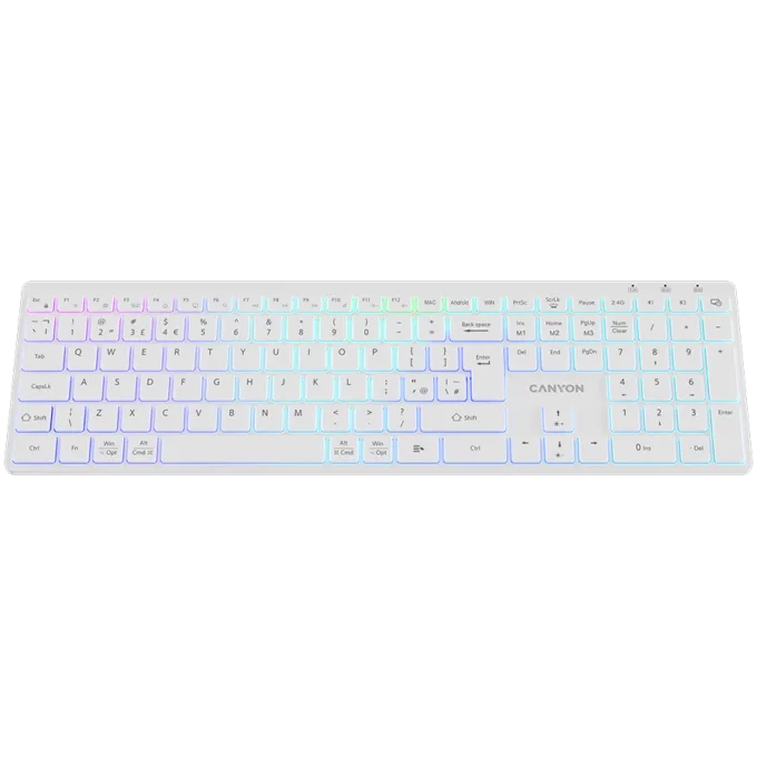 CANYON keyboard HKB-W11 UK/US RGB Dual Mode Wireless White — image 2