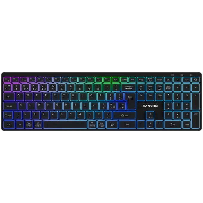 CANYON keyboard HKB-W11 UK/US RGB Dual Mode Wireless Black — image 1