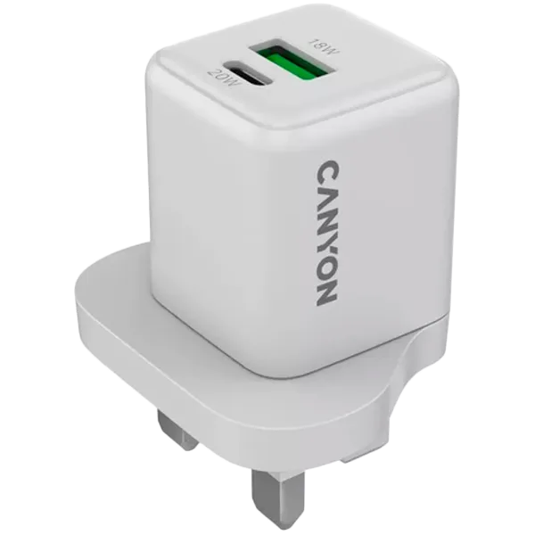 CANYON charger CU20AC GaN 20W 1xPD 1xQC UK White — image 1