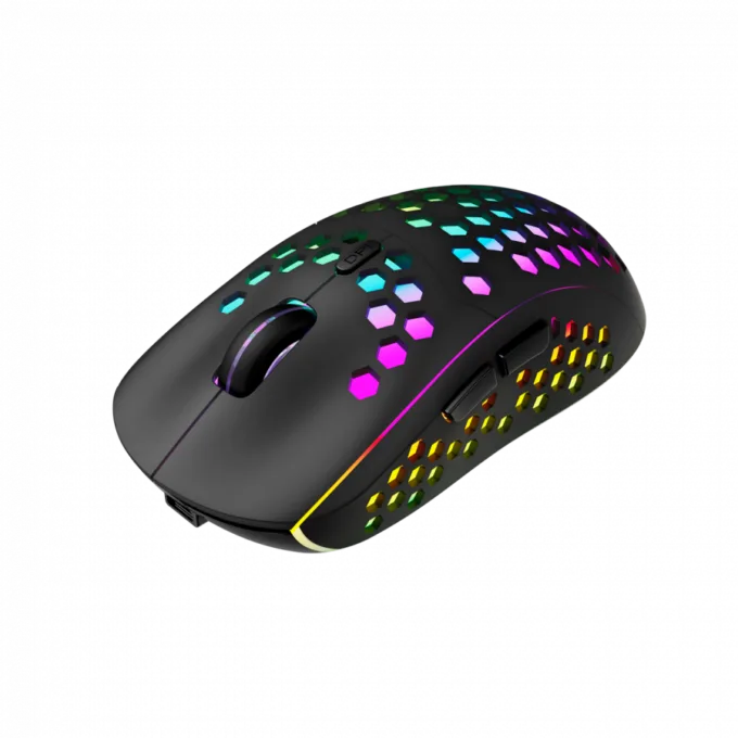 Canyon 7keys Gaming 2.4G wireless mouse, KA8 sensor, DPI up to 1600, rubber coating on panel, Huano 1million switch, 45cm PVC cable, ABS material. 400mAh battery, size: 125.8*63.7*41mm, weight: 95g, Black — image 2