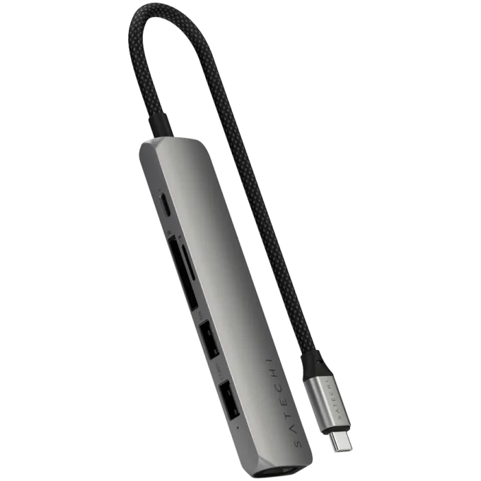 SATECHI 6-in-1 USB-C Slim Multiport Adapter (Space Grey) — image 1