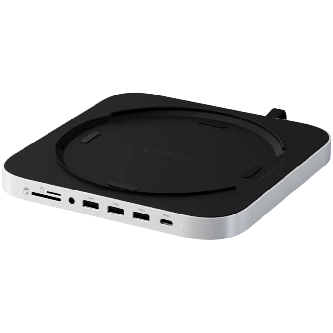 SATECHI Mac Mini Stand & Hub with NVMe SSD Enclosure - Silver — image 1