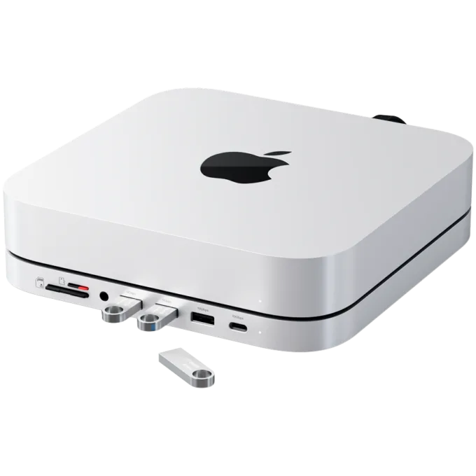 SATECHI Mac Mini Stand & Hub with NVMe SSD Enclosure - Silver — image 7