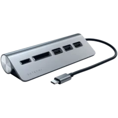 SATECHI Type-C Aluminum USB 3.0 Hub & Card Reader Space Gray