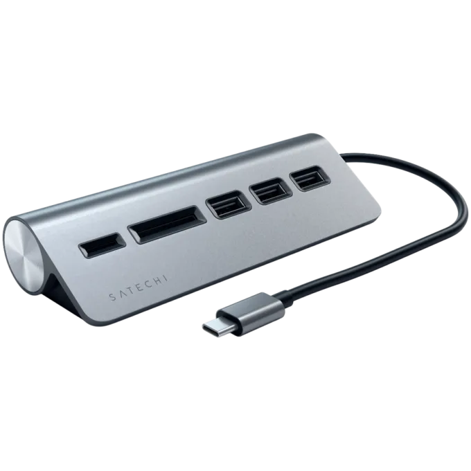 SATECHI Type-C Aluminum USB 3.0 Hub & Card Reader Space Gray — image 1