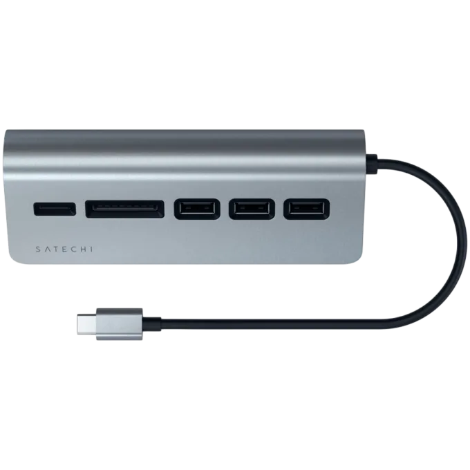 SATECHI Type-C Aluminum USB 3.0 Hub & Card Reader Space Gray — image 2
