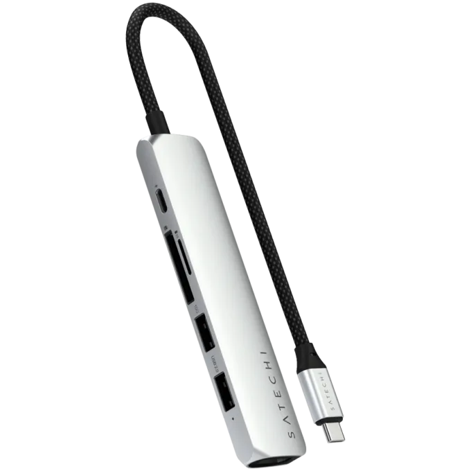 SATECHI 6-in-1 USB-C Slim Multiport Adapter (Silver) — image 1