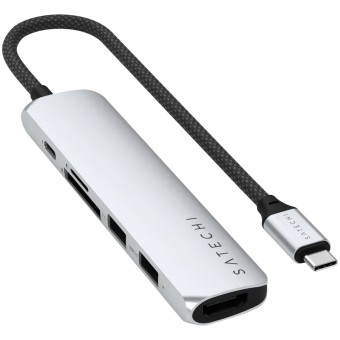 SATECHI 6-in-1 USB-C Slim Multiport Adapter (Silver) — image 2