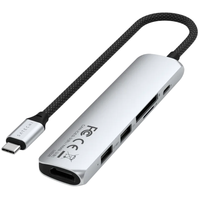 SATECHI 6-in-1 USB-C Slim Multiport Adapter (Silver) — image 3