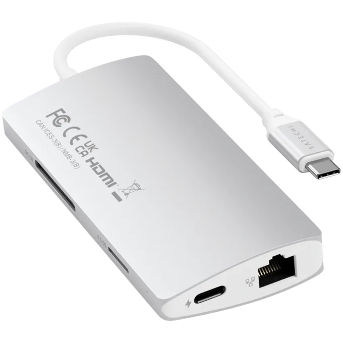 SATECHI Type-C Multi-Port Adapter 4K with Ethernet V2 Silver — image 4