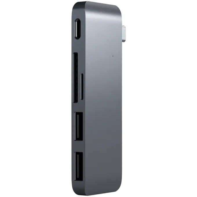 SATECHI Type-C Pass-Through USB Hub with USB-C Charging Port Space Gray — image 1
