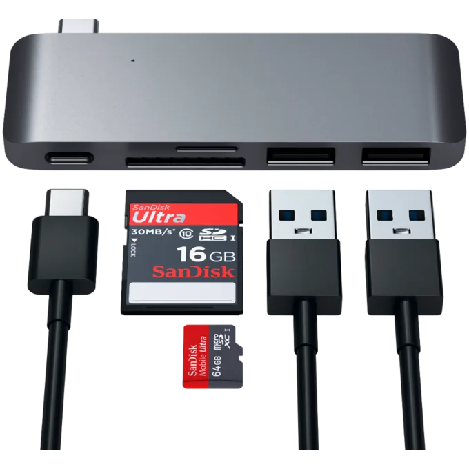 SATECHI Type-C Pass-Through USB Hub with USB-C Charging Port Space Gray — image 4