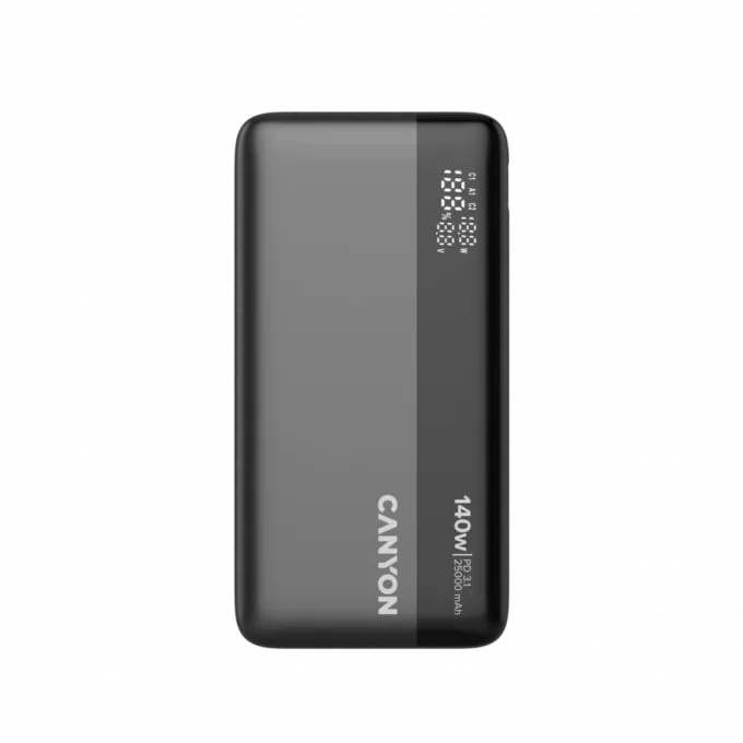 CANYON Power Bank PB-240, 25000mAh PD140W display power bank,Size160.0x82x27 mm Weight 508+-10g, Dark Grey — image 1