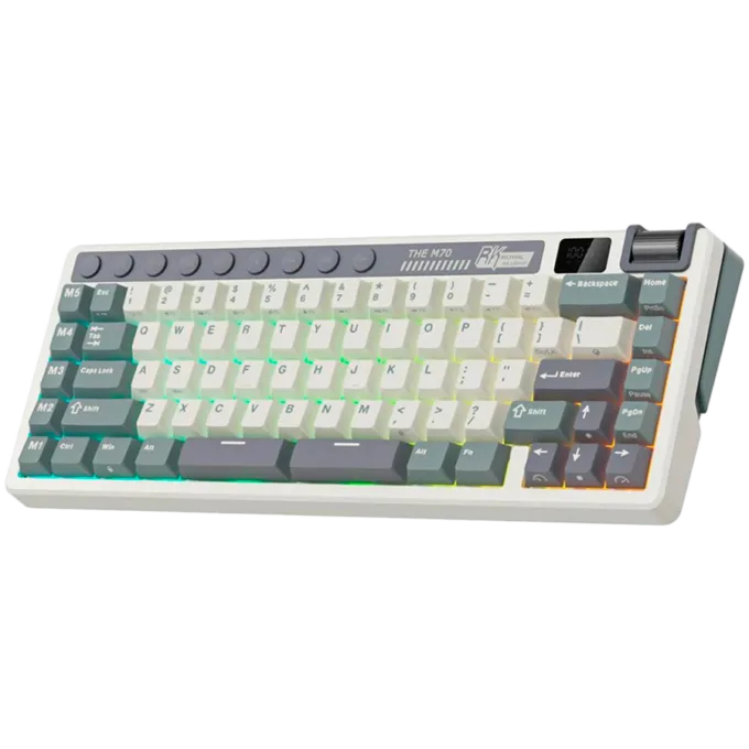 ROYAL KLUDGE RK M70 Cyan Purple Gaming Keyboard Beige switch — image 2