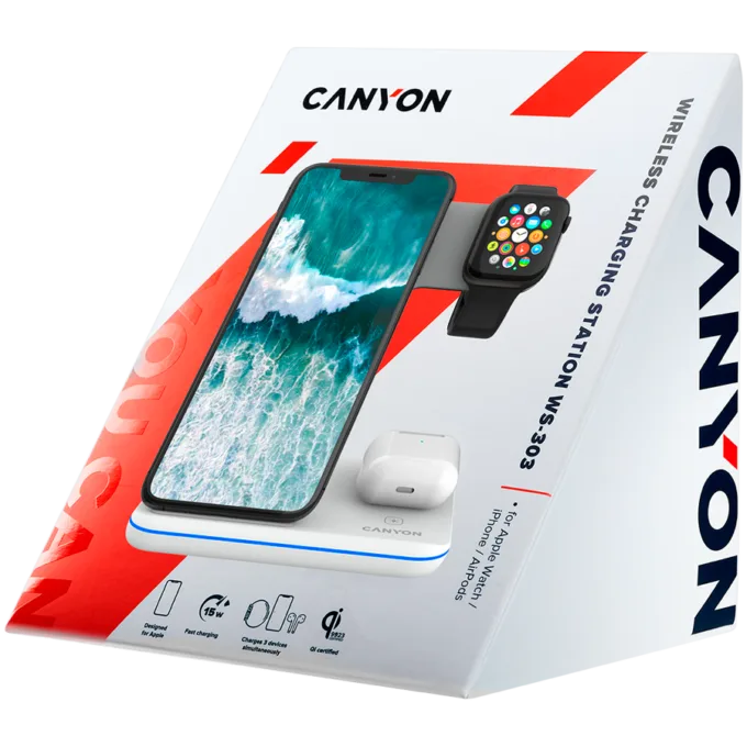 CANYON wireless charger WS-303 15W 3in1 UK White — image 12