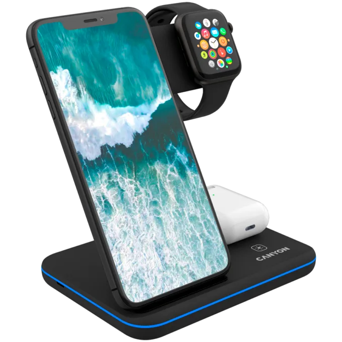 CANYON wireless charger WS-303 15W 3in1 UK Black — image 7