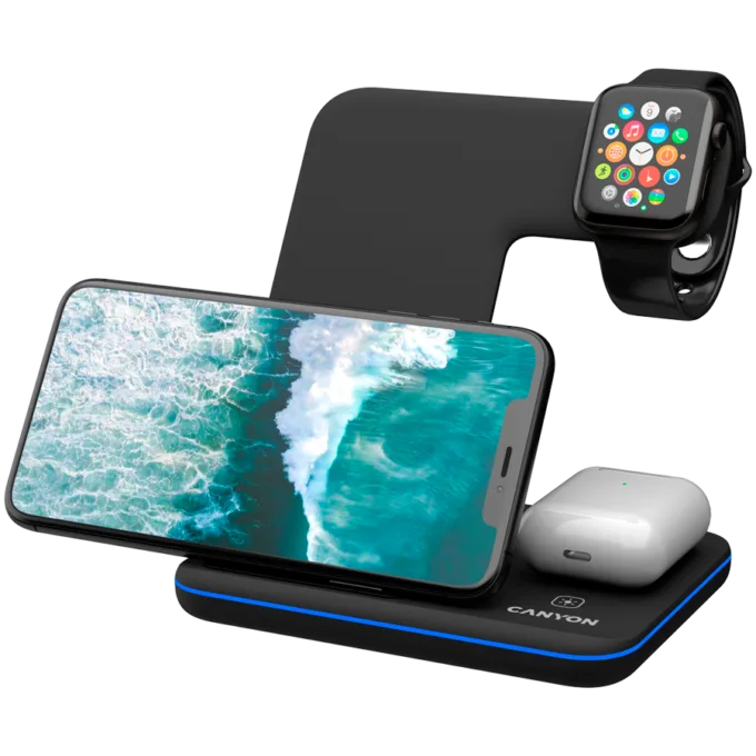 CANYON wireless charger WS-303 15W 3in1 UK Black — image 8