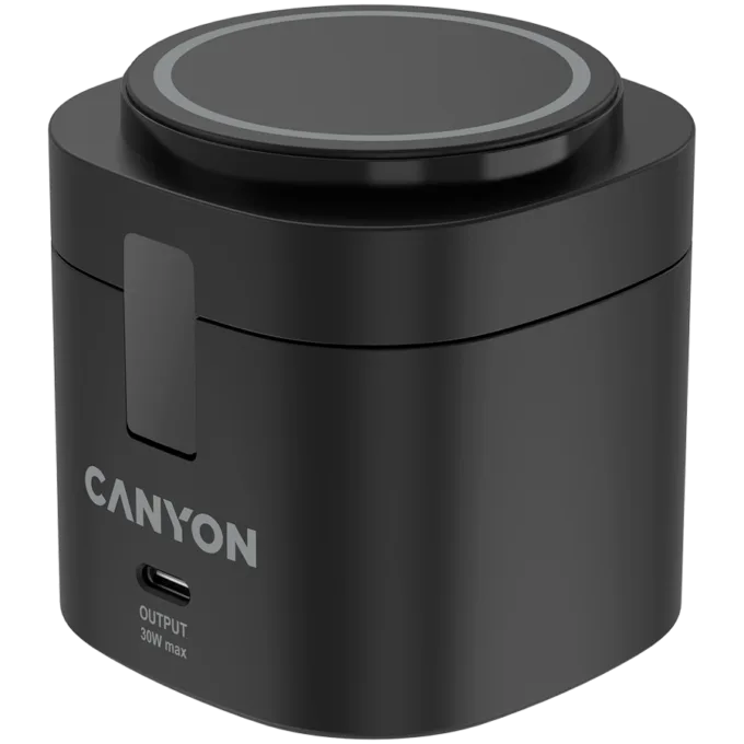 Canyon 4 in 1 Wireless Charging Stand, 30W max, Size: 70x70x70.3mm, weight: 414g, with 1M cable, black — image 1