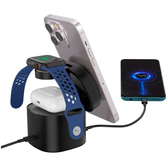 Canyon 4 in 1 Wireless Charging Stand, 30W max, Size: 70x70x70.3mm, weight: 414g, with 1M cable, black — image 4