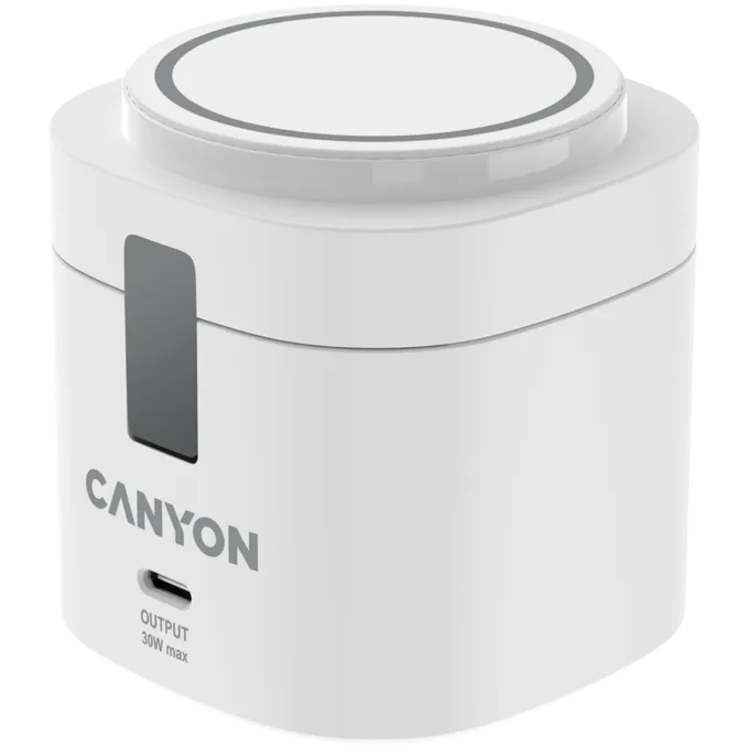 Canyon 4 in 1 Wireless Charging Stand, 30W max, Size: 70x70x70.3mm, weight: 414g, with 65W charger and 1M cable, white — image 1