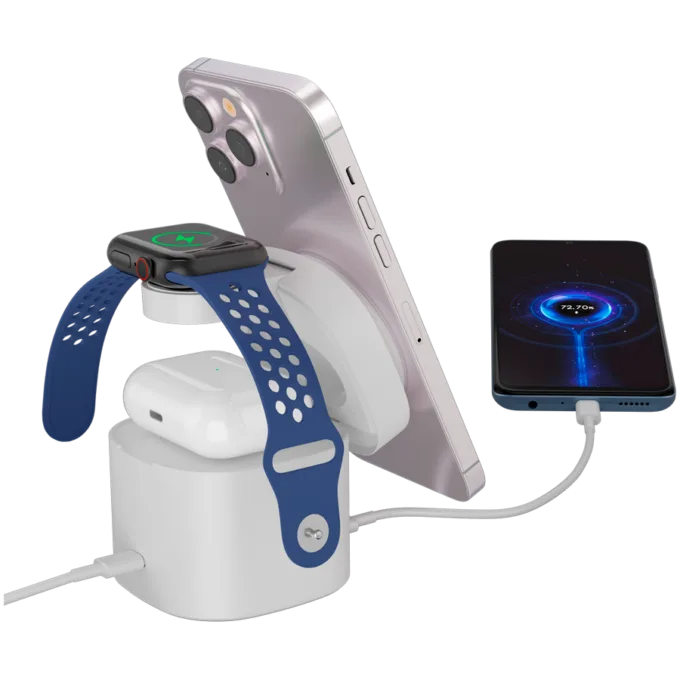 Canyon 4 in 1 Wireless Charging Stand, 30W max, Size: 70x70x70.3mm, weight: 414g, with 1M cable, white — image 4