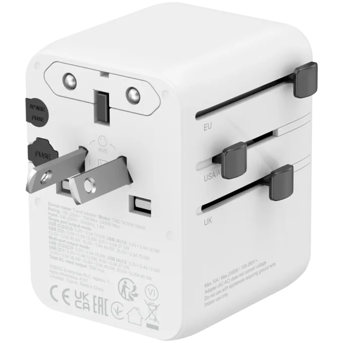 CANYON Travel Adapter OnTour 70 EU/UK/US/AUS 70W White — image 4