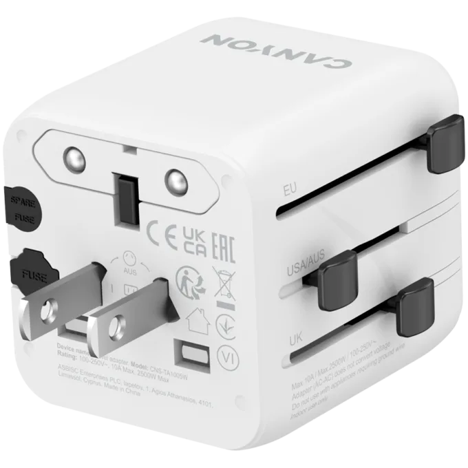CANYON Travel Adapter OnTour One EU/UK/US/AUS White — image 3