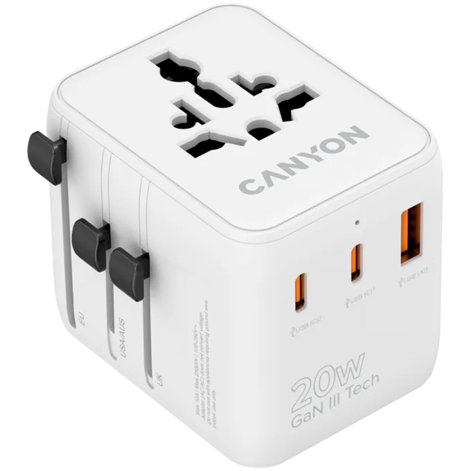 CANYON Travel Adapter OnTour 20 EU/UK/US/AUS 20W  White — image 1
