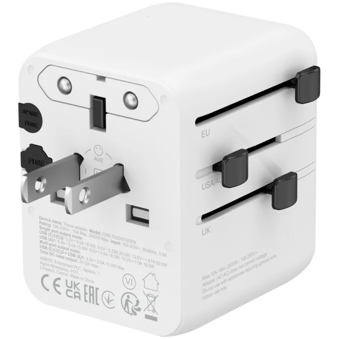 CANYON Travel Adapter OnTour 20 EU/UK/US/AUS 20W  White — image 3