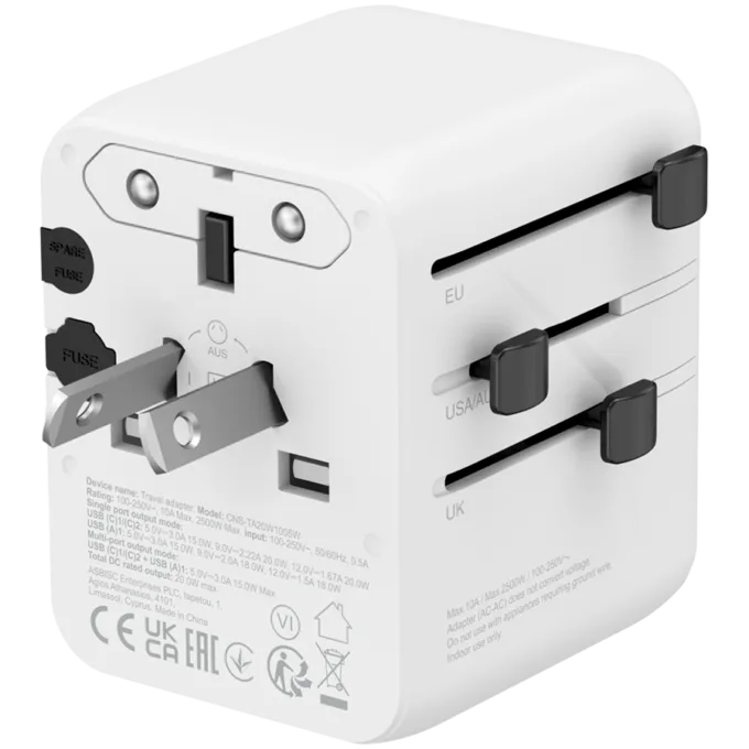 CANYON Travel Adapter OnTour 20 EU/UK/US/AUS 20W  White — image 4