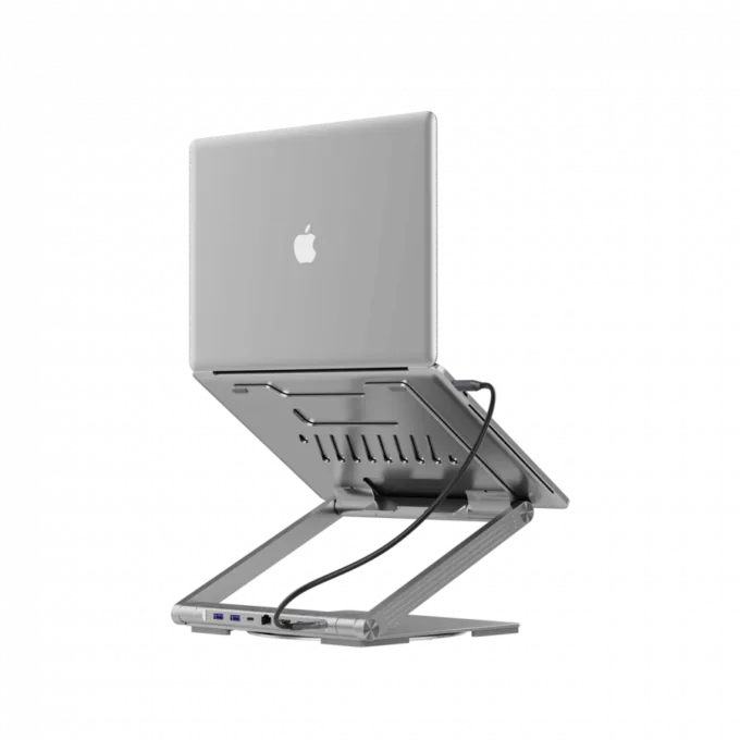 Canyon Laptop stands with hub, TYPE C F to HDMI2.0+2USB3.0+USBC3.0+RJ45+PD, TYEP C TO C cable 1m white with Emarker: HUSB332A, Material: Aluminum case+ABS+PS, Size: 245x240x27.2+/-0.3mm, Weight:1304g — image 5