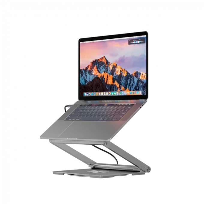 Canyon Laptop stands with hub, TYPE C F to HDMI2.0+2USB3.0+USBC3.0+RJ45+PD, TYEP C TO C cable 1m white with Emarker: HUSB332A, Material: Aluminum case+ABS+PS, Size: 245x240x27.2+/-0.3mm, Weight:1304g — image 4