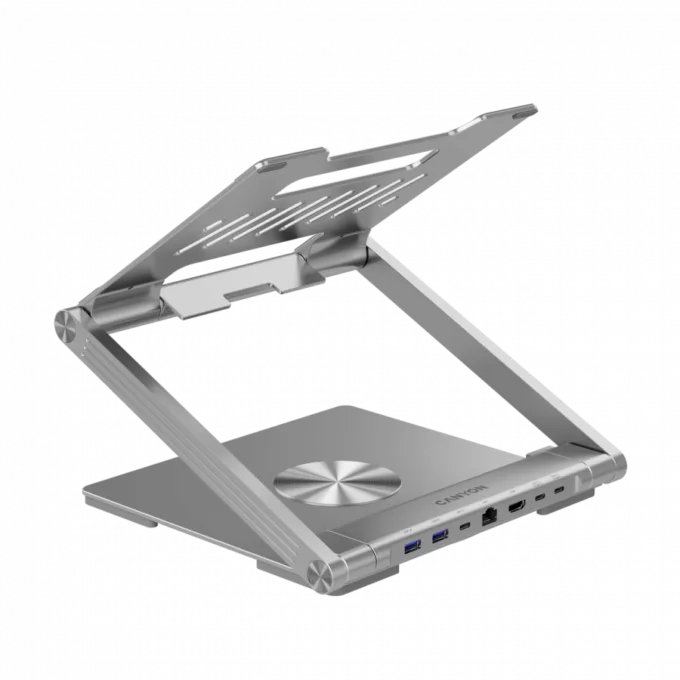Canyon Laptop stands with hub, TYPE C F to HDMI2.0+2USB3.0+USBC3.0+RJ45+PD, TYEP C TO C cable 1m white with Emarker: HUSB332A, Material: Aluminum case+ABS+PS, Size: 245x240x27.2+/-0.3mm, Weight:1304g — image 11