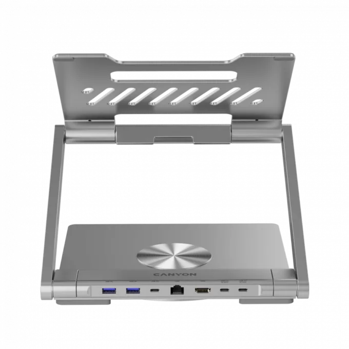 Canyon Laptop stands with hub, TYPE C F to HDMI2.0+2USB3.0+USBC3.0+RJ45+PD, TYEP C TO C cable 1m white with Emarker: HUSB332A, Material: Aluminum case+ABS+PS, Size: 245x240x27.2+/-0.3mm, Weight:1304g — image 10