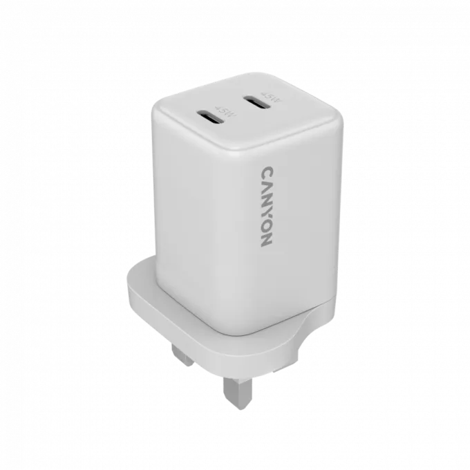 CANYON charger CU45AC GaN 45W 2xPD UK  White — image 1
