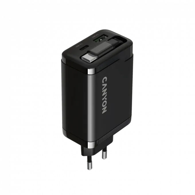 CANYON charger OnCharge 65RC Build-In Cable USB-C 65W 1xPD 1xQC EU Black — image 3