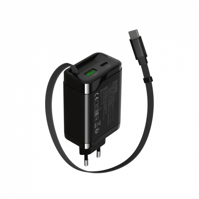 CANYON charger OnCharge 65RC Build-In Cable USB-C 65W 1xPD 1xQC EU Black — image 2