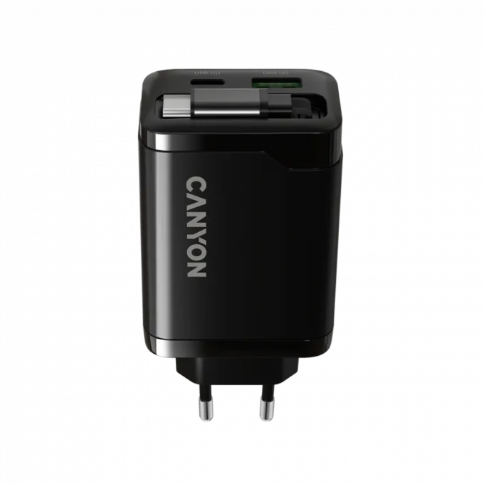 CANYON charger OnCharge 65RC Build-In Cable USB-C 65W 1xPD 1xQC EU Black — image 4