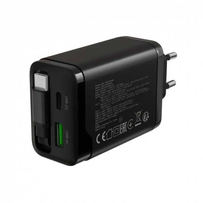 CANYON charger OnCharge 65RC Build-In Cable USB-C 65W 1xPD 1xQC EU Black — image 6