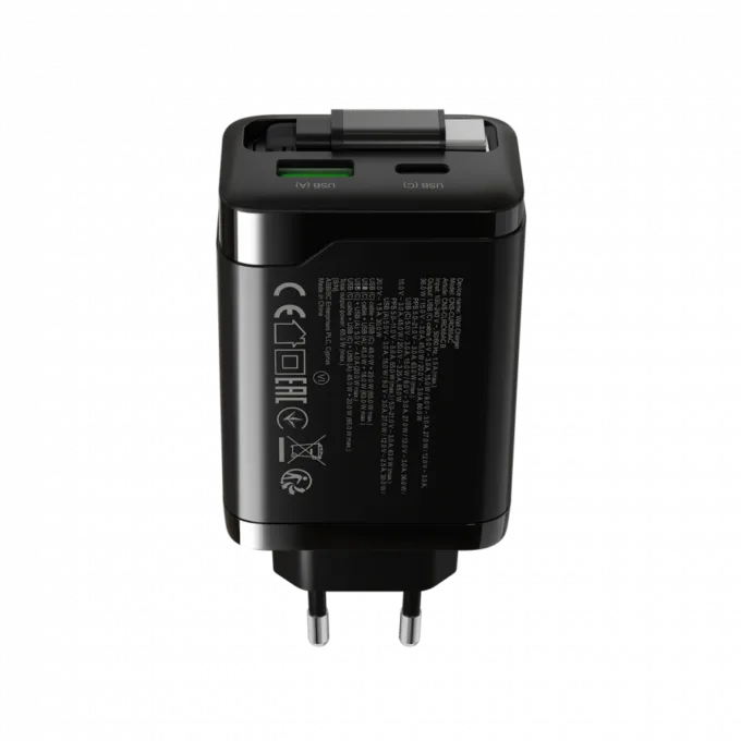 CANYON charger OnCharge 65RC Build-In Cable USB-C 65W 1xPD 1xQC EU Black — image 5
