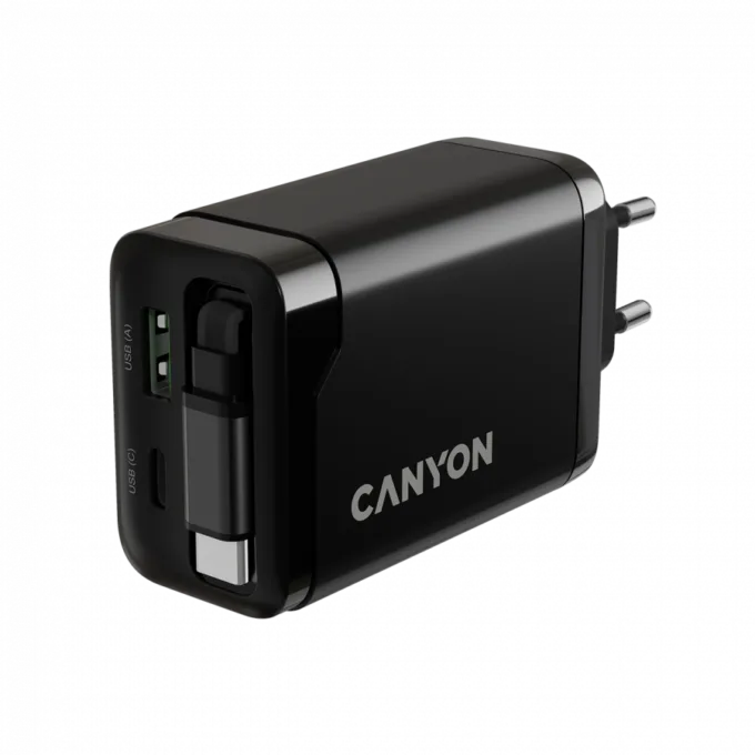 CANYON charger OnCharge 65RC Build-In Cable USB-C 65W 1xPD 1xQC EU Black — image 7