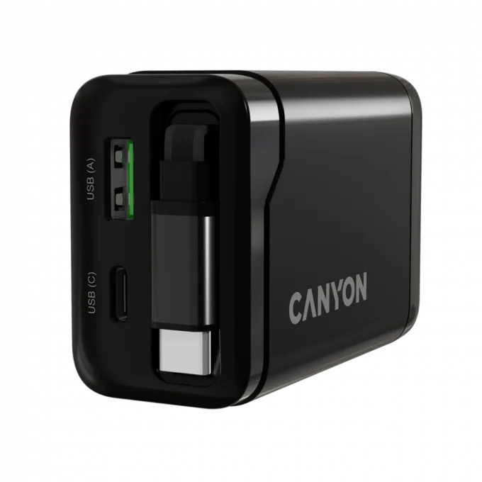 CANYON charger OnCharge 65RC Build-In Cable USB-C 65W 1xPD 1xQC EU Black — image 8