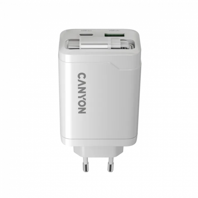 CANYON charger OnCharge 65RC Build-In Cable USB-C 65W 1xPD 1xQC EU White — image 4