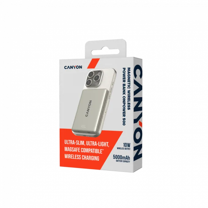 CANYON magnetic power bank OnPower 500 PD20W 5000mAh Aluminium Star Grey — image 6